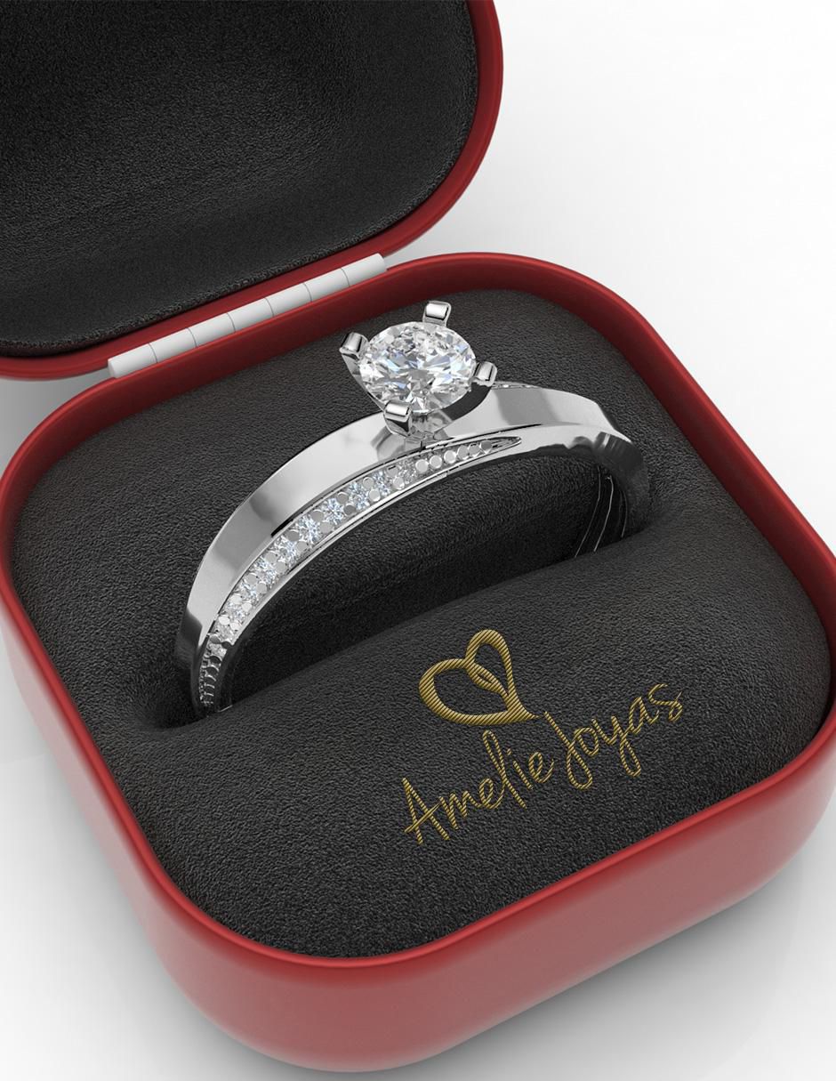 Anillo de compromiso de oro 10 k zirconia 4