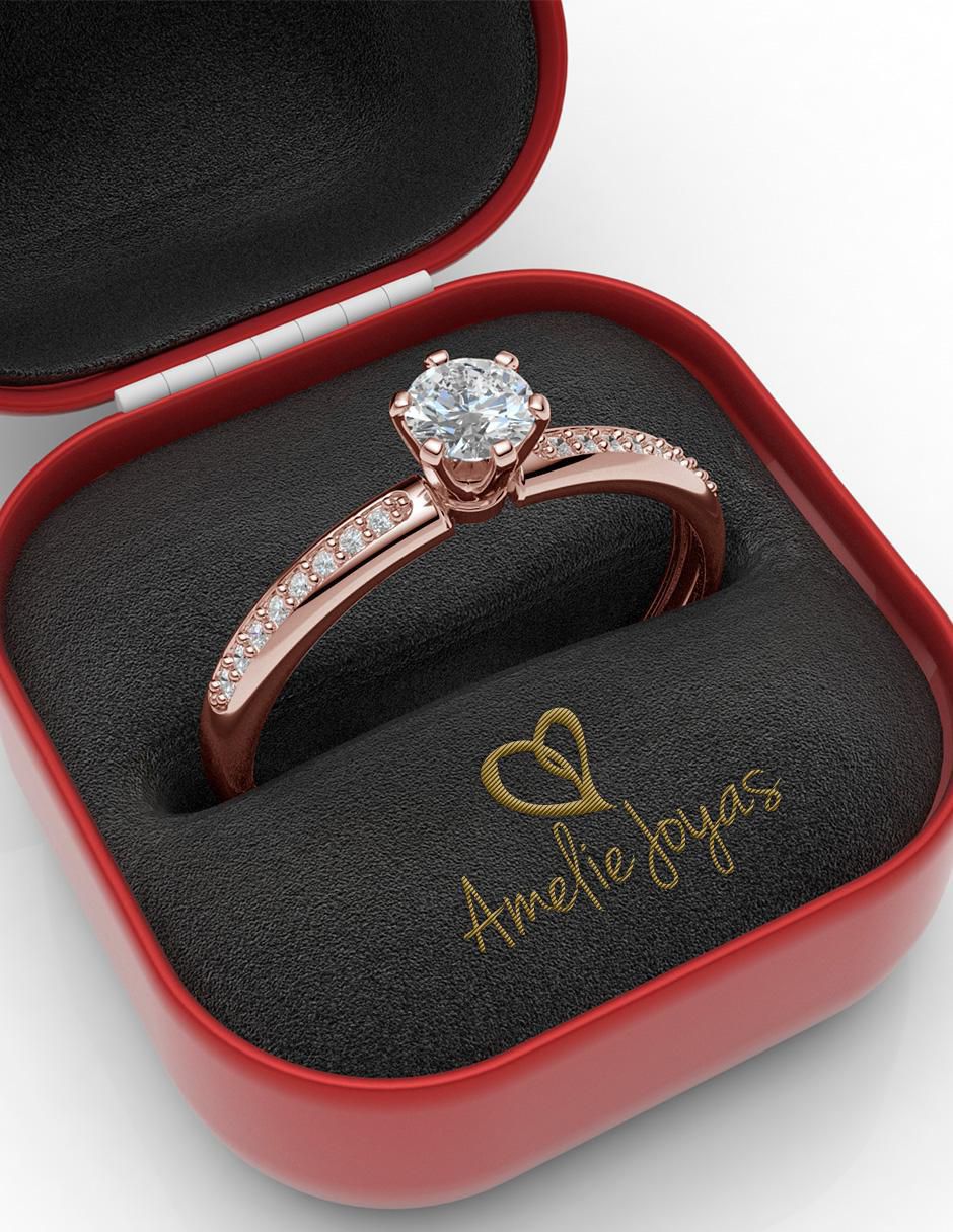Anillo de compromiso de oro 10 k zirconia 4