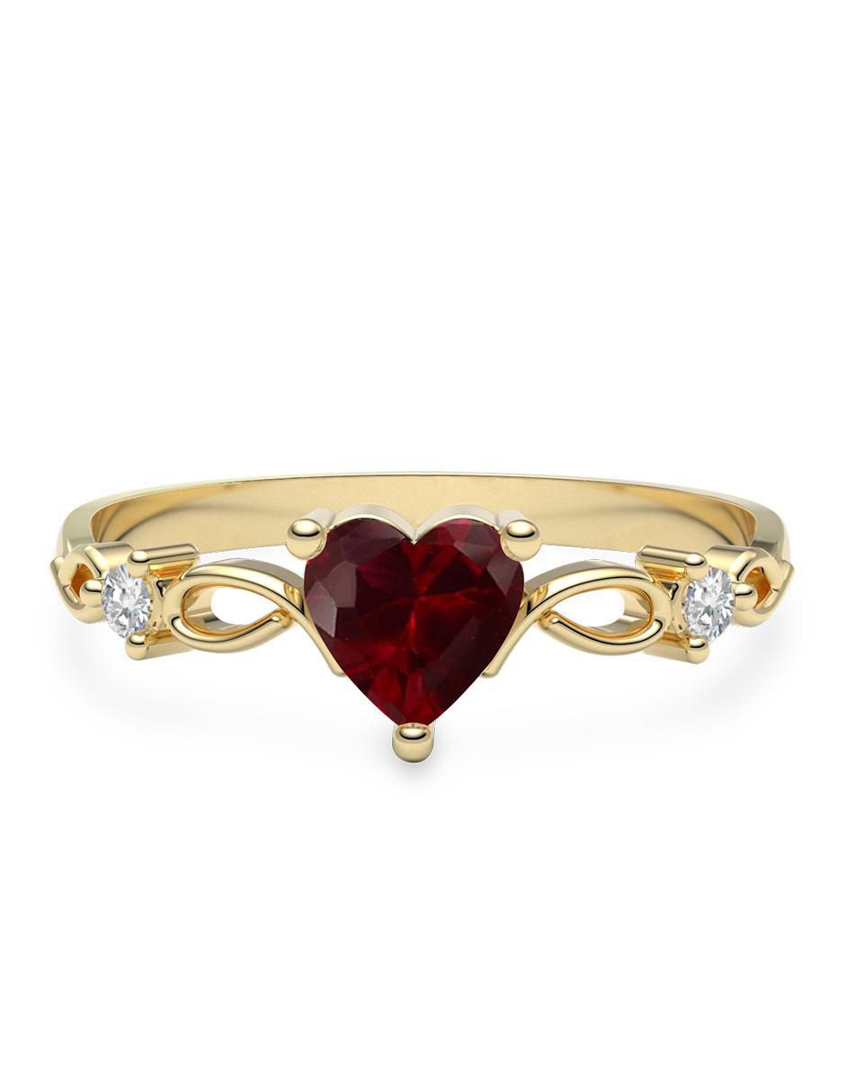 Anillo de compromiso de oro 10 k rubí
