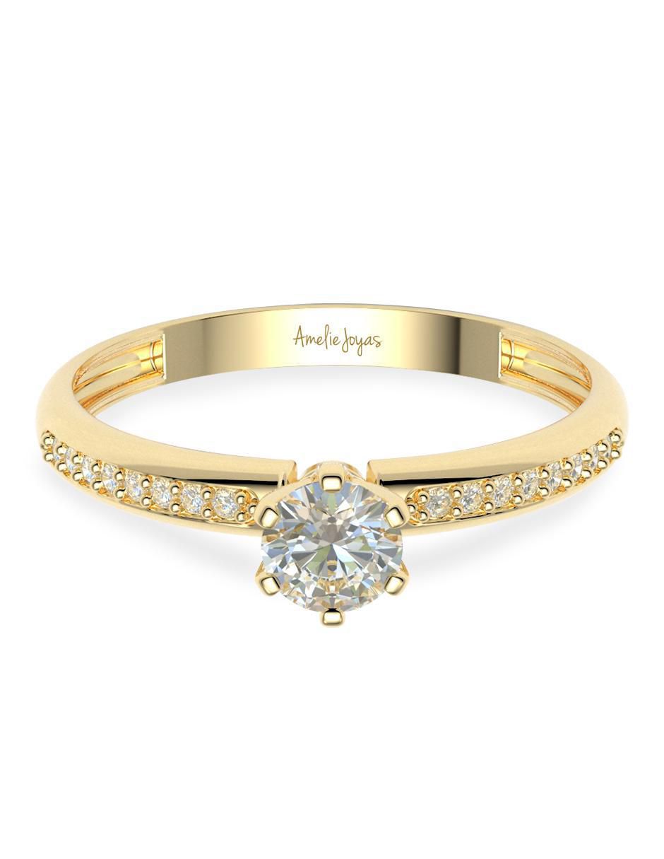 Anillo de compromiso de oro 10 k zirconia