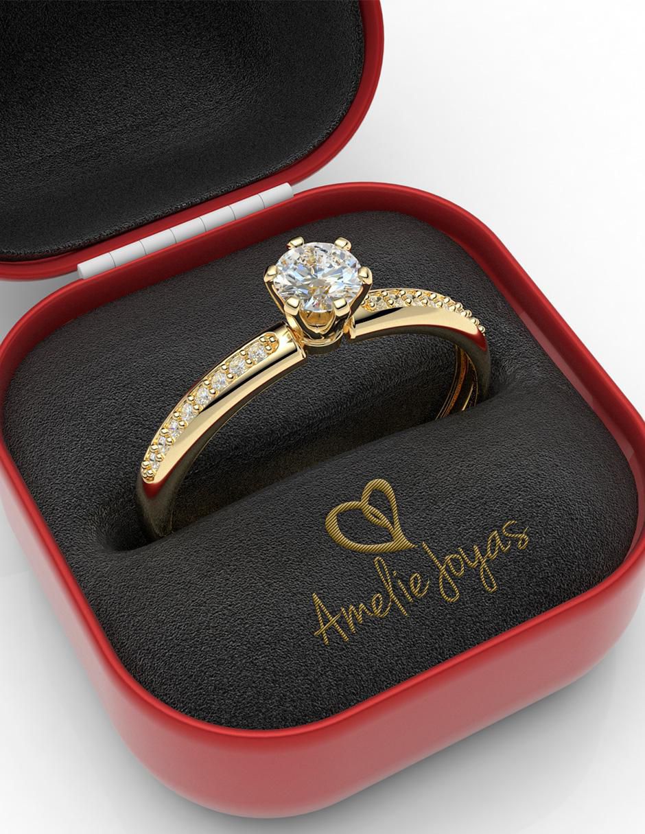 Anillo de compromiso "de" oro 10 k amelie joyas sin colecion zirconia