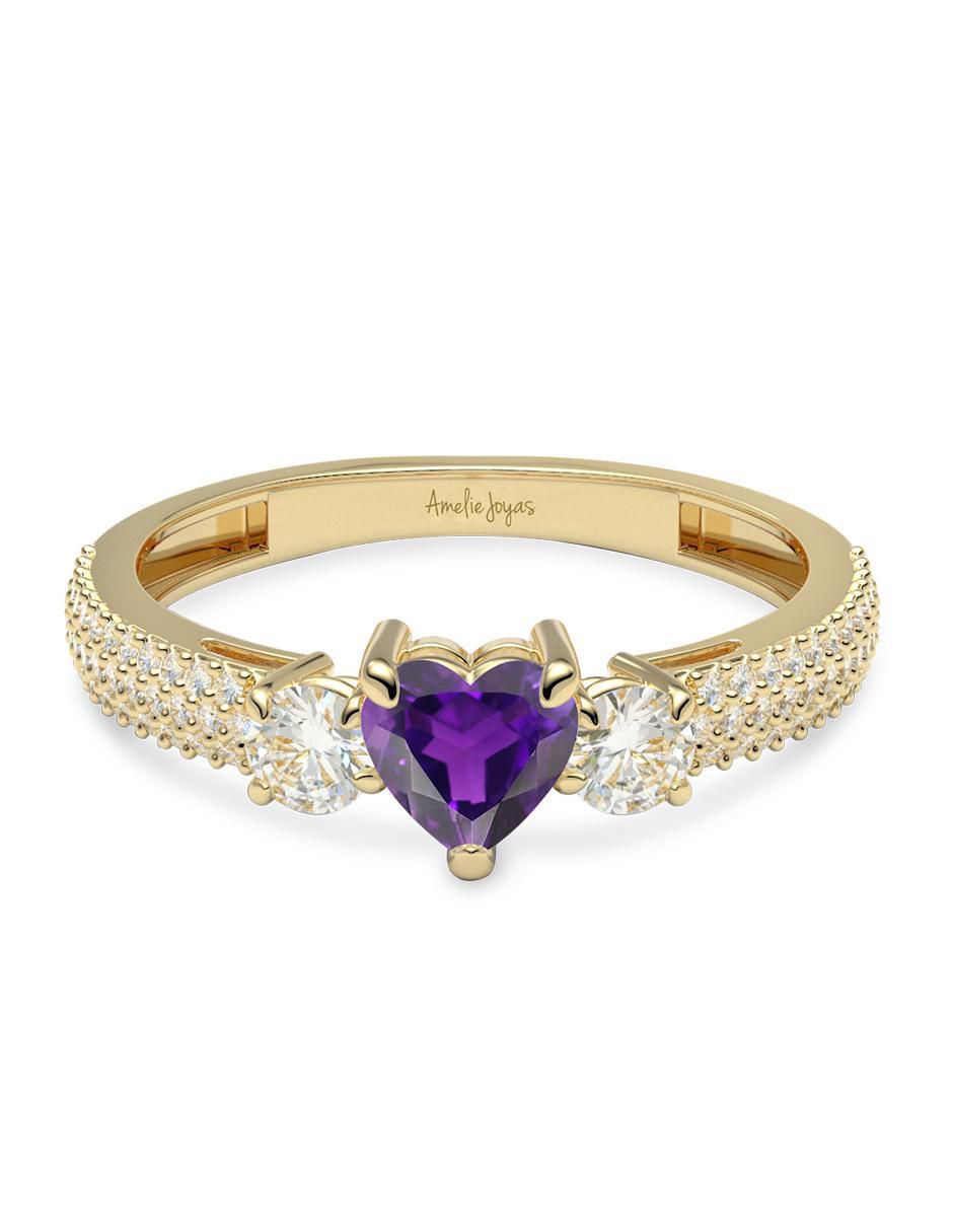 Anillo de compromiso de oro 10 k zirconia