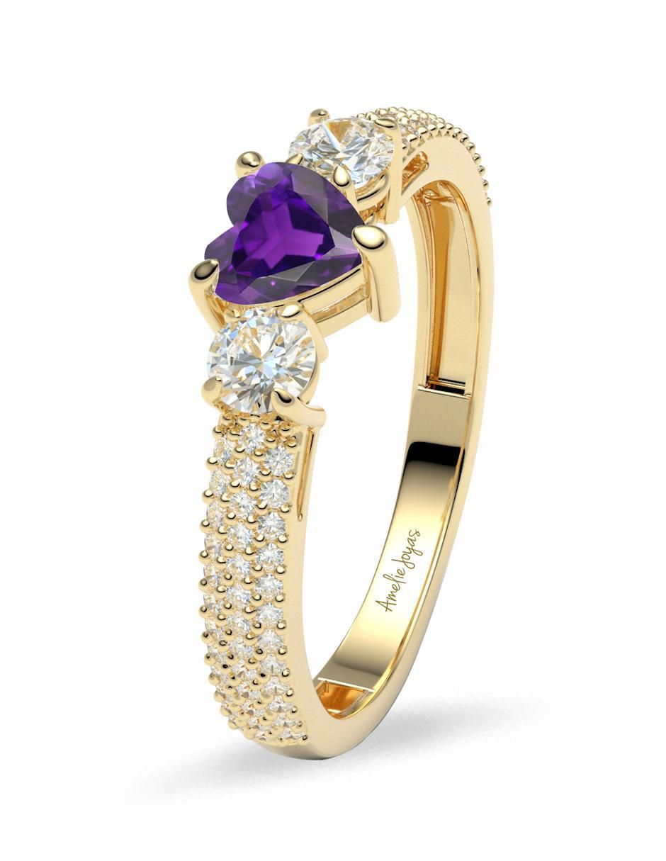 Anillo de compromiso "de" oro 10 k amelie joyas sin coleccion  zirconia