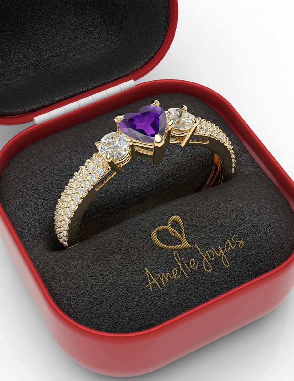 Anillo de compromiso "de" oro 10 k amelie joyas sin coleccion  zirconia