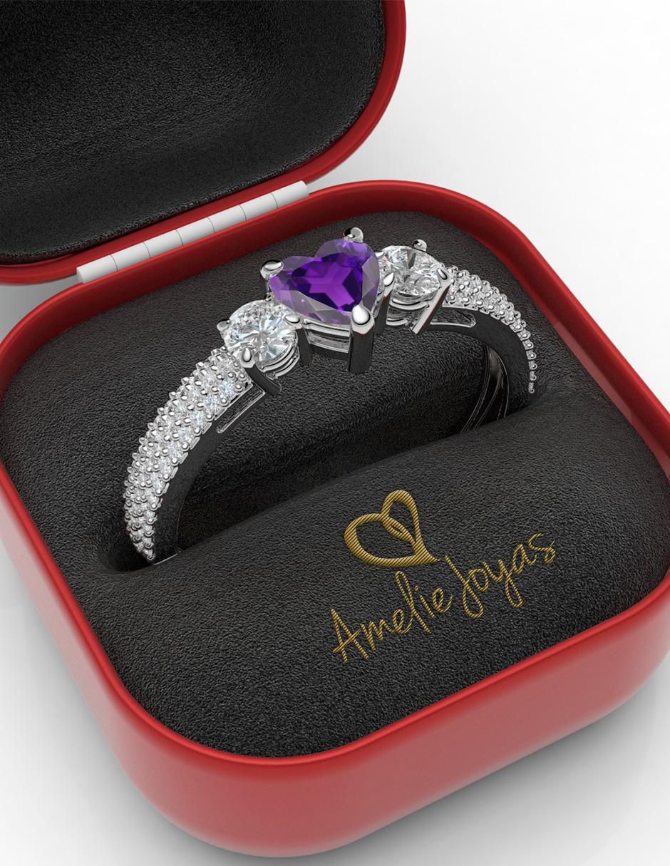 Anillo de compromiso de oro 10 k zirconia 4