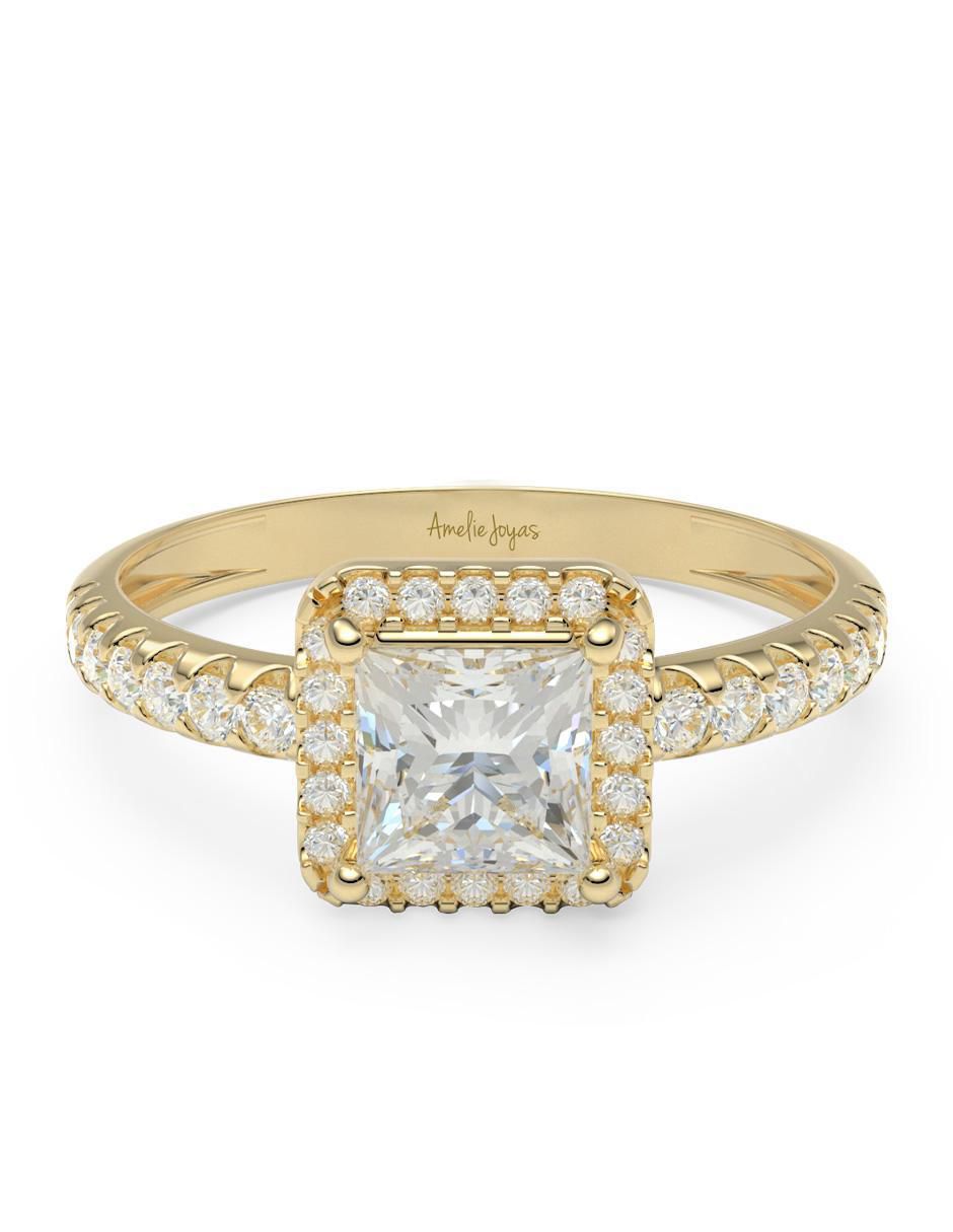 Anillo de compromiso de oro 10 k zirconia