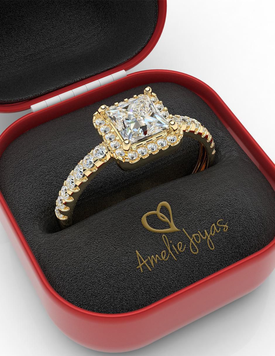 Anillo de compromiso "de" oro 10 k amelie joyas sin coleccion  zirconia