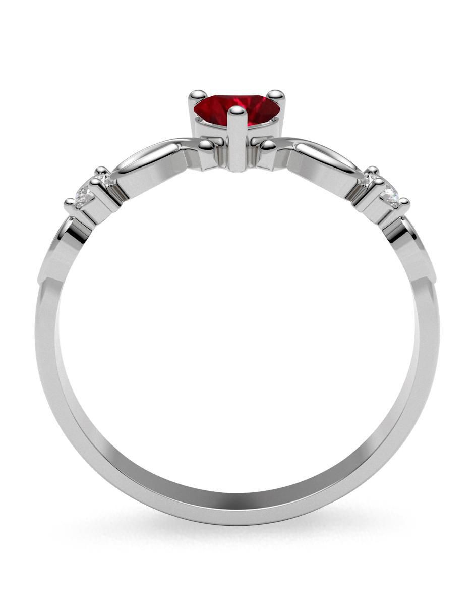 Anillo de compromiso de oro 10 k rubí 3