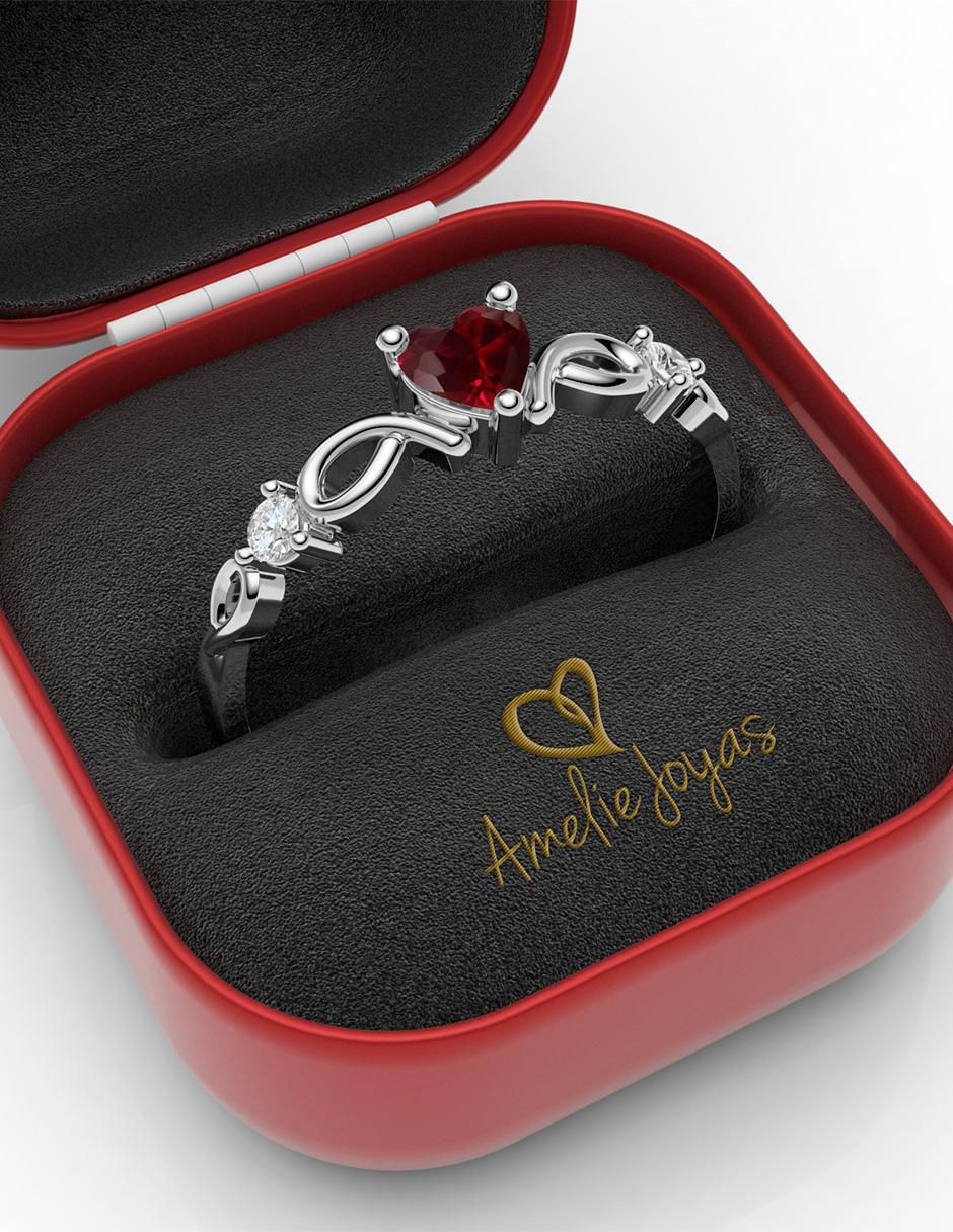 Anillo de compromiso de oro 10 k rubí 4