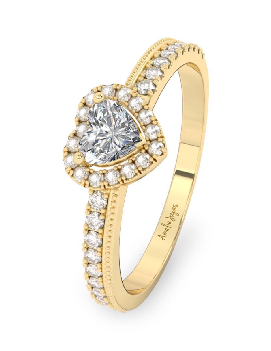 Anillo de compromiso "de" oro 10 k amelie joyas sin coleccion zirconia