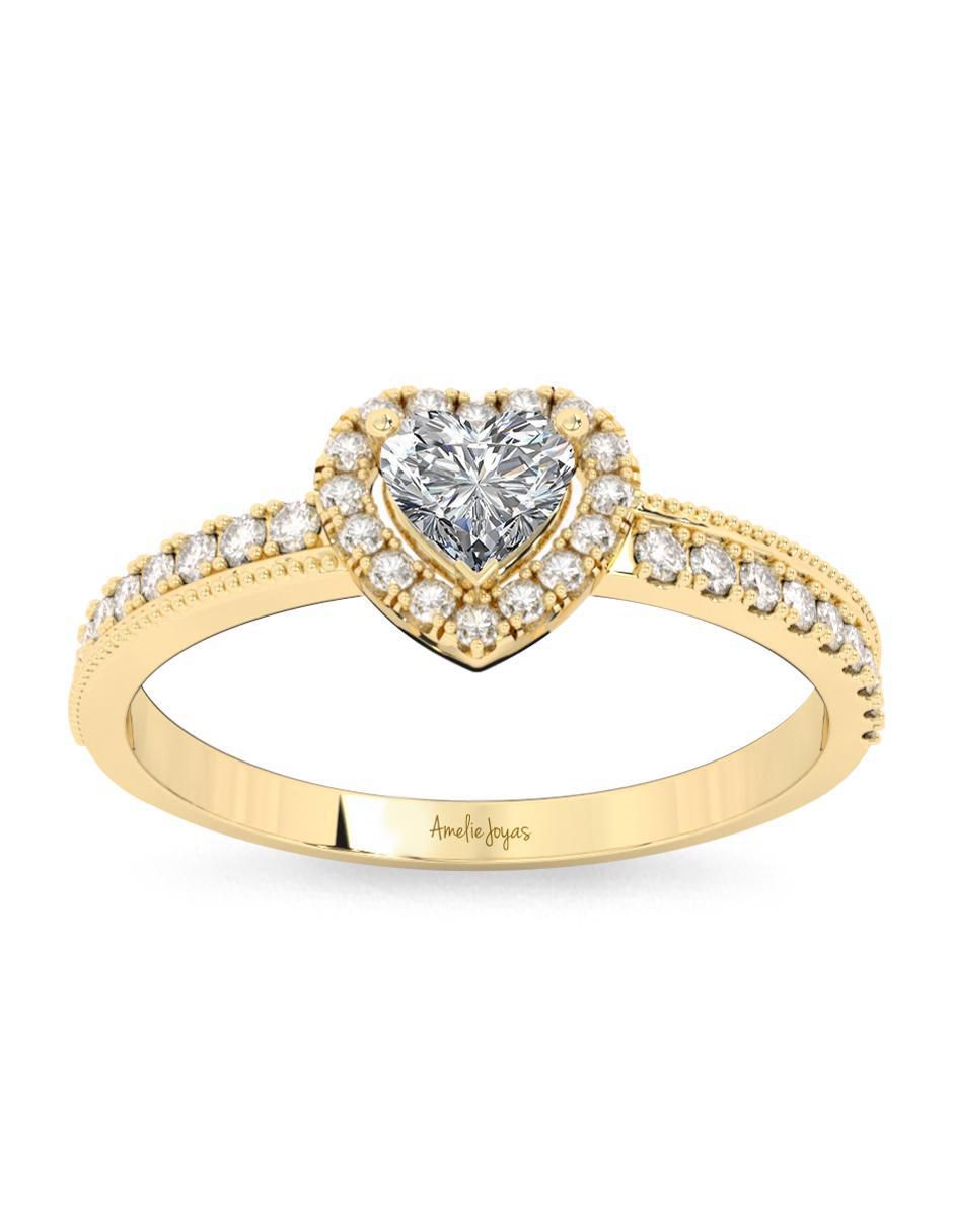 Anillo de compromiso "de" oro 10 k amelie joyas sin coleccion zirconia