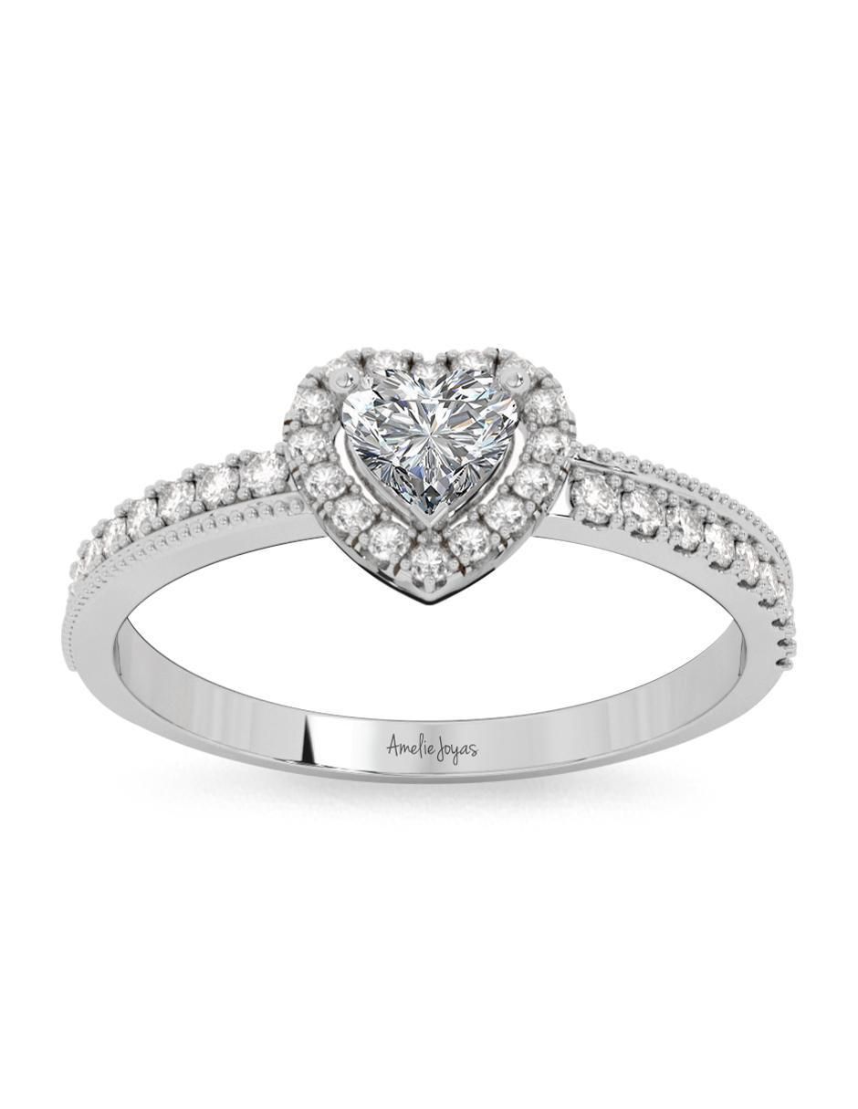 Anillo de compromiso de oro 10 k zirconia 4