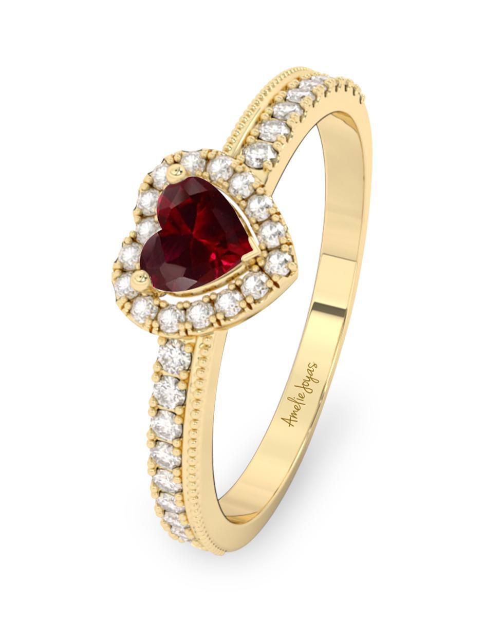Anillo de compromiso "de" oro 10 k amelie joyas sin coleccion rubí