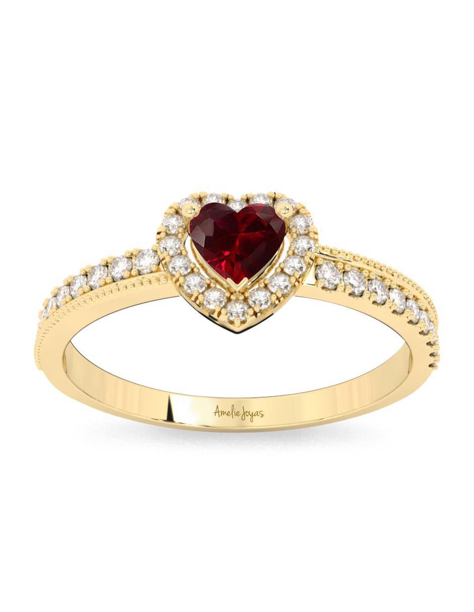Anillo de compromiso "de" oro 10 k amelie joyas sin coleccion rubí