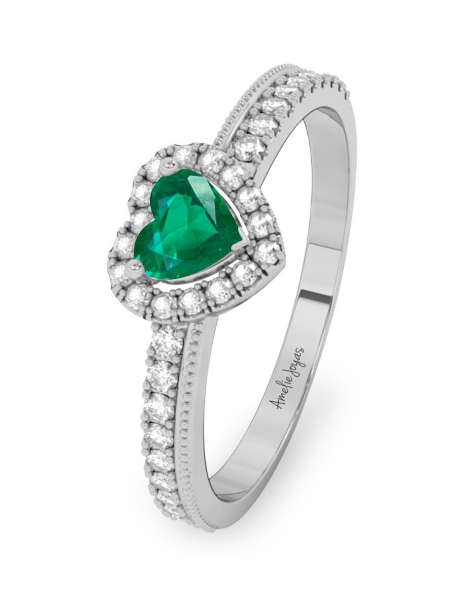 Anillo de compromiso de oro 10 k esmeralda 2