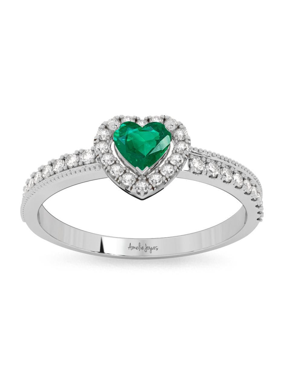 Anillo de compromiso de oro 10 k esmeralda 4