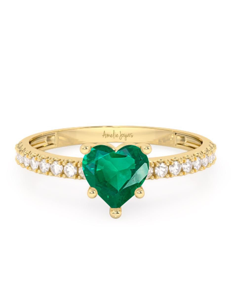 Anillo de compromiso de oro 10 k esmeralda