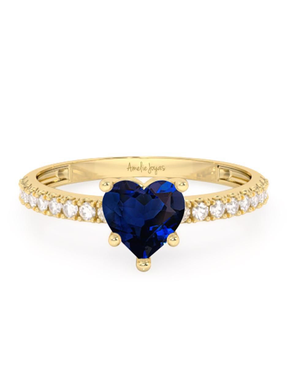 Anillo de compromiso de oro 10 k zafiro
