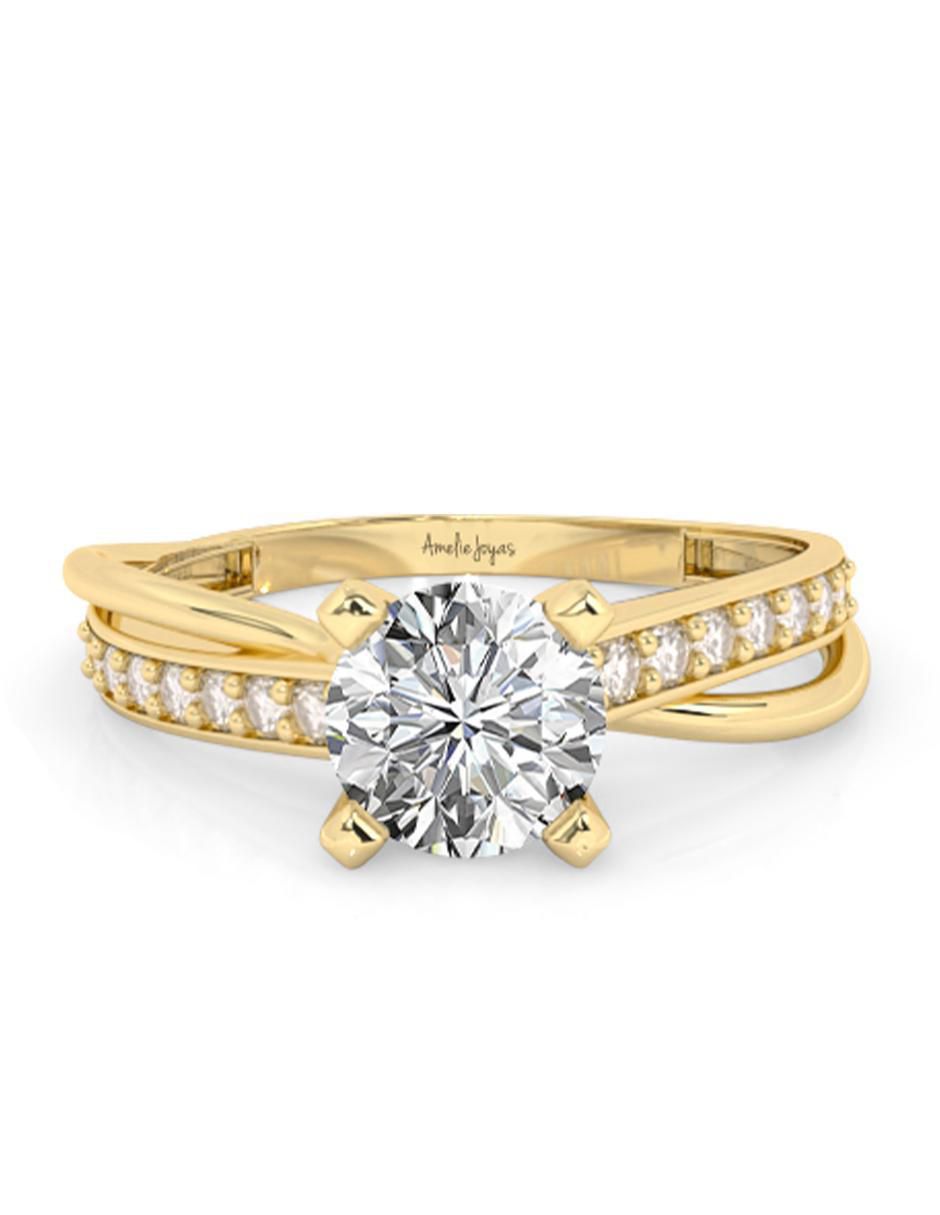 Anillo de compromiso de oro 10 k zirconia
