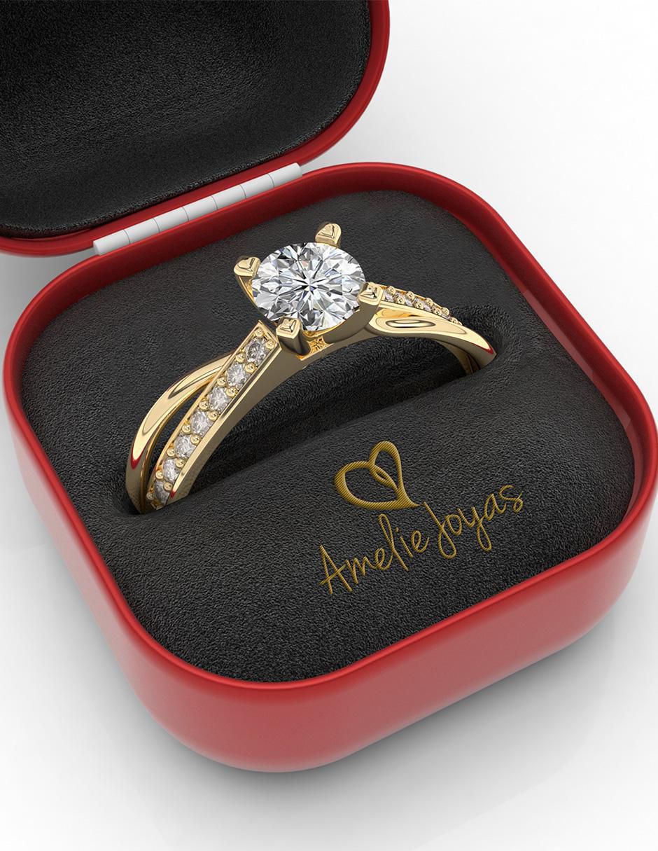 Anillo de compromiso "de" oro 10 k amelie joyas sin colección  zirconia