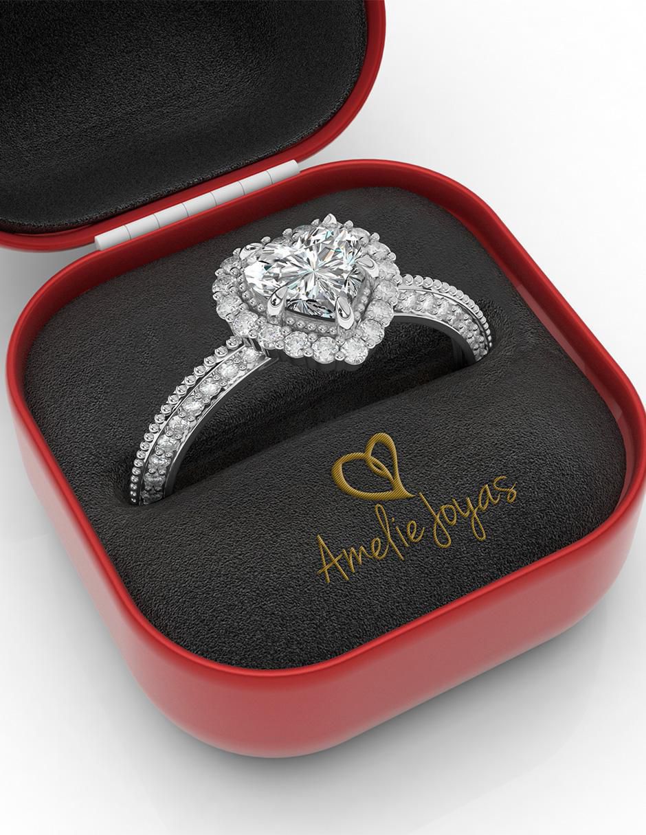 Anillo de compromiso de oro 10 k zirconia 4