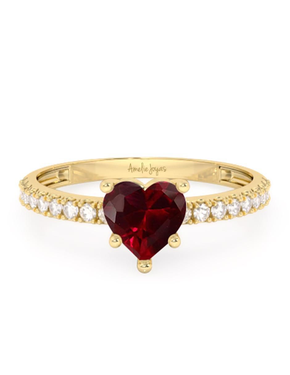 Anillo de compromiso de oro 10 k rubí
