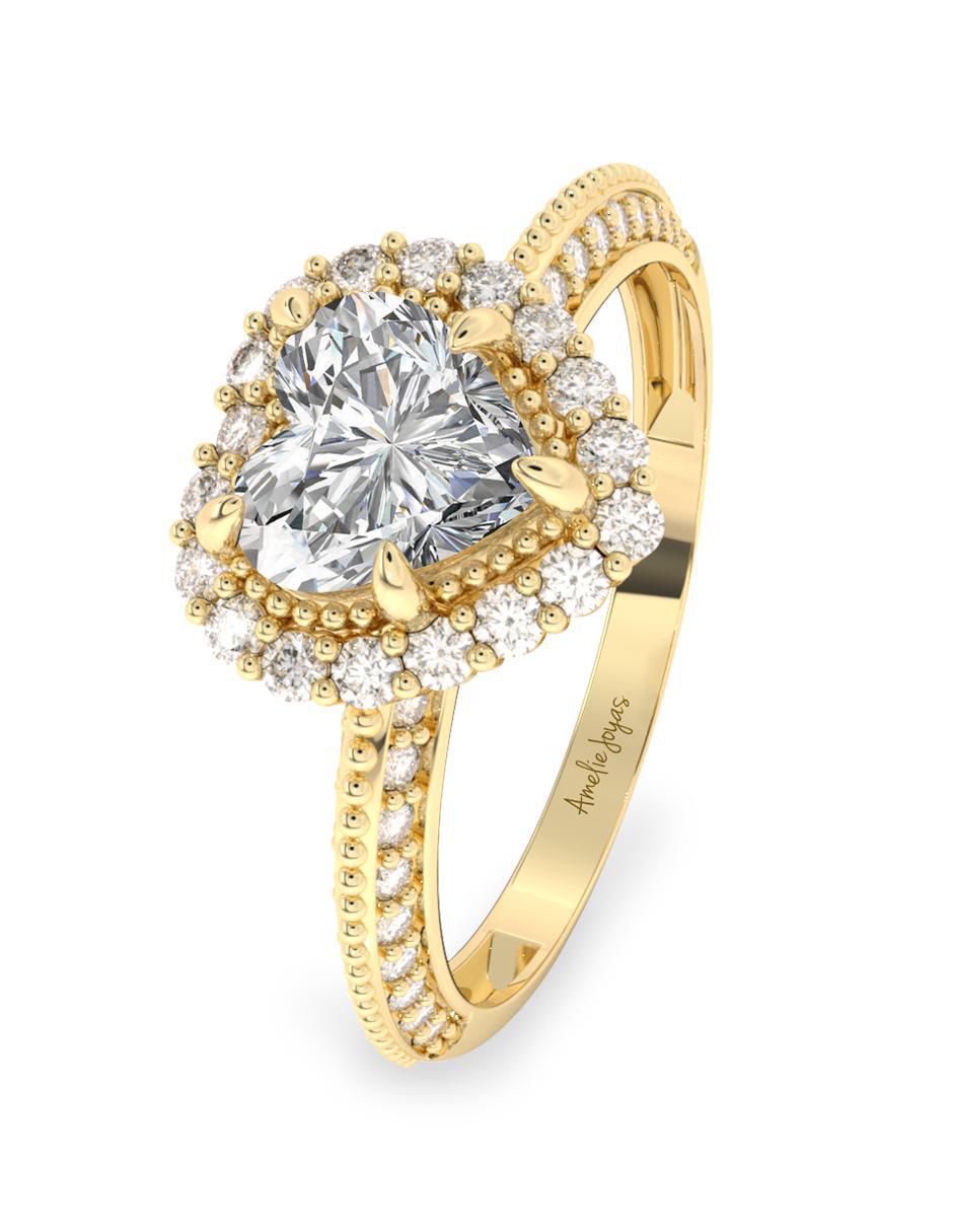 Anillo de compromiso "de" oro 10 k amelie joyas sin colección zirconia