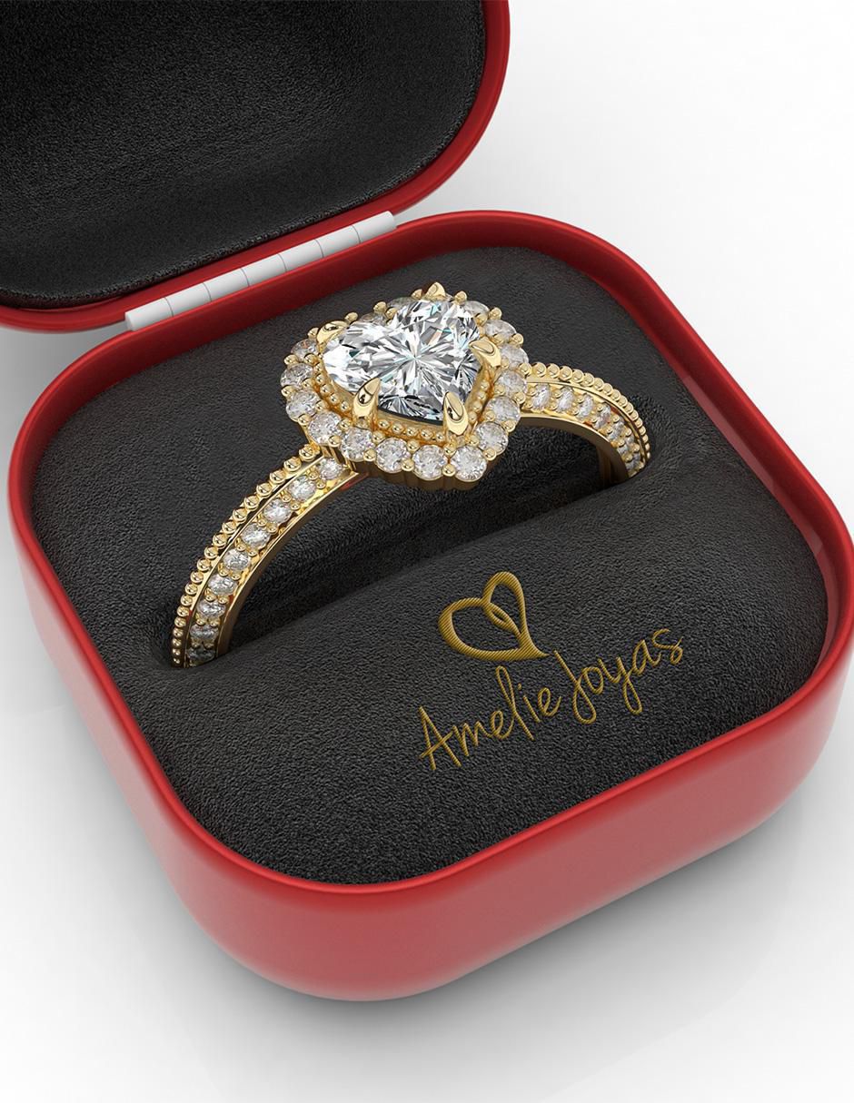 Anillo de compromiso "de" oro 10 k amelie joyas sin colección zirconia