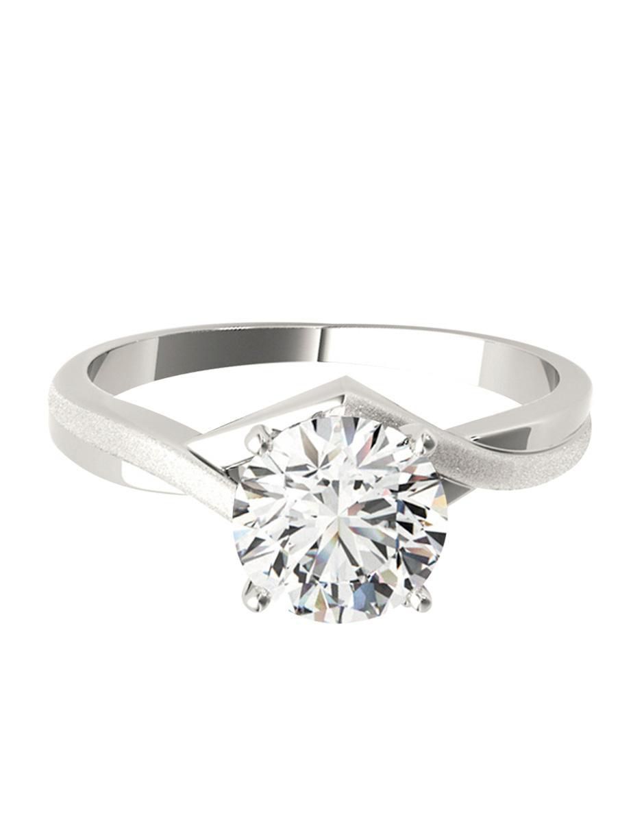 Anillo de compromiso de oro blanco 14 k diamante
