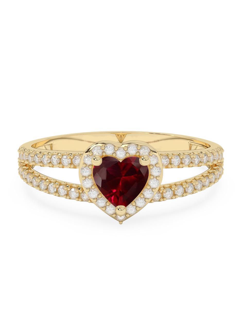 Anillo de compromiso de oro 10 k rubí
