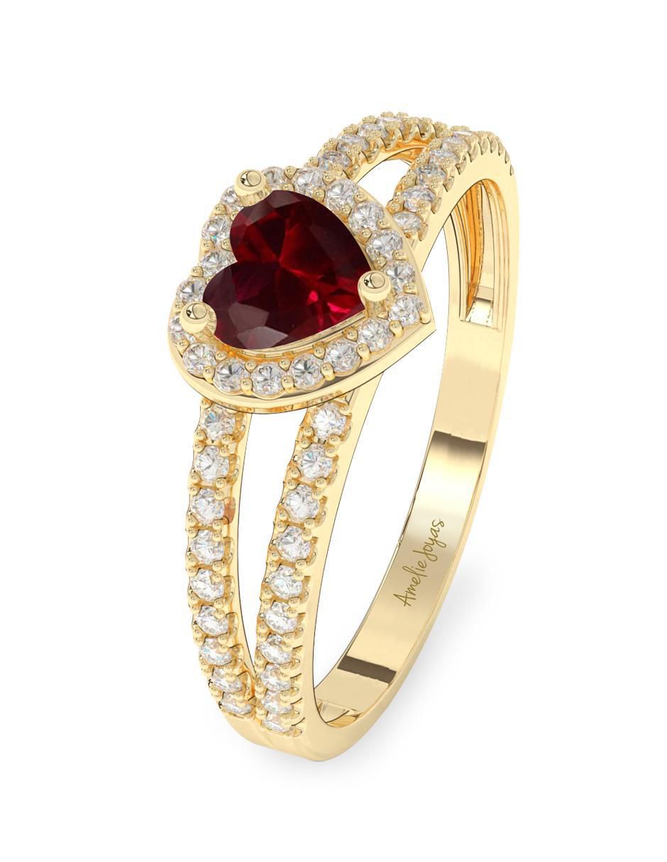 Anillo de compromiso "de" oro 10 k amelie joyas sin coleccion rubí