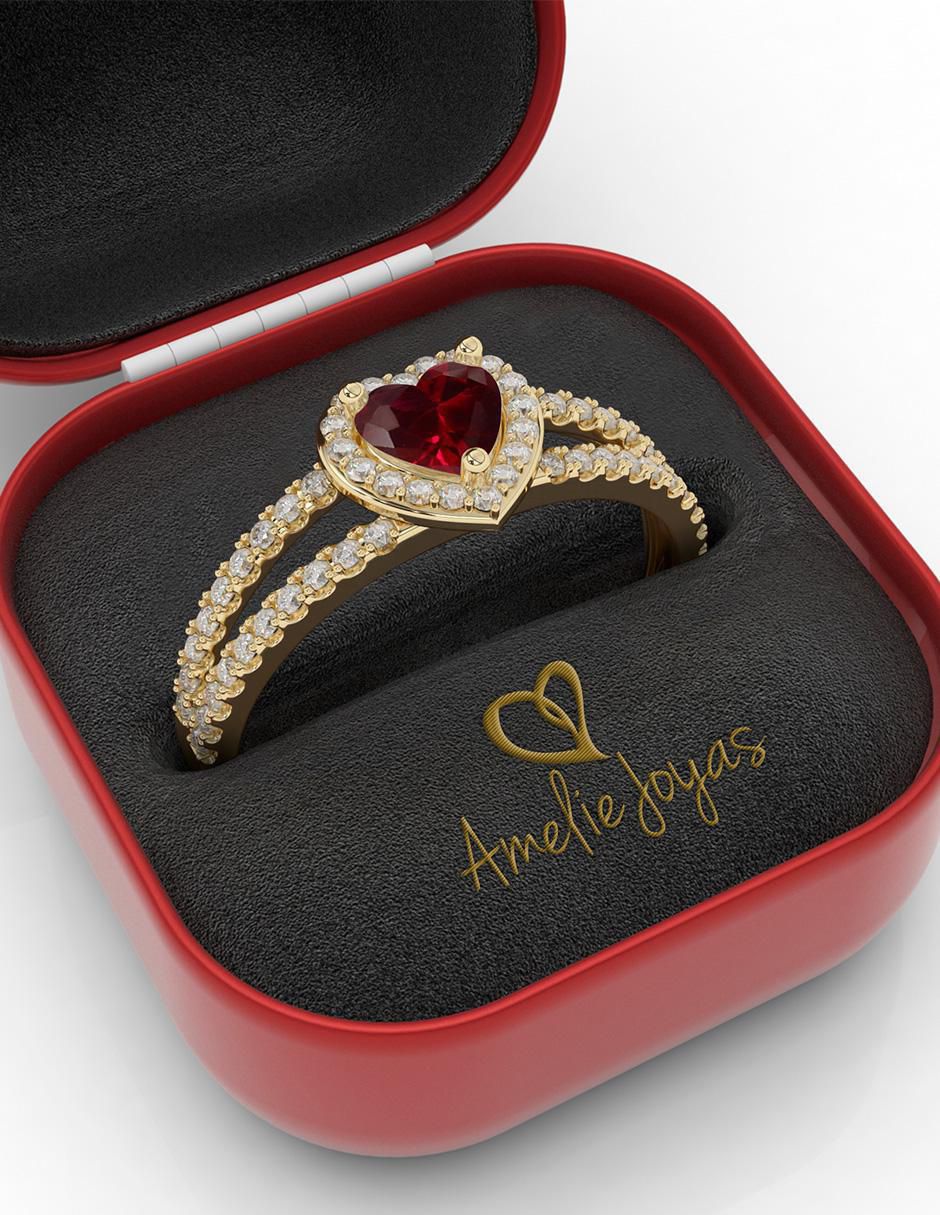Anillo de compromiso "de" oro 10 k amelie joyas sin coleccion rubí