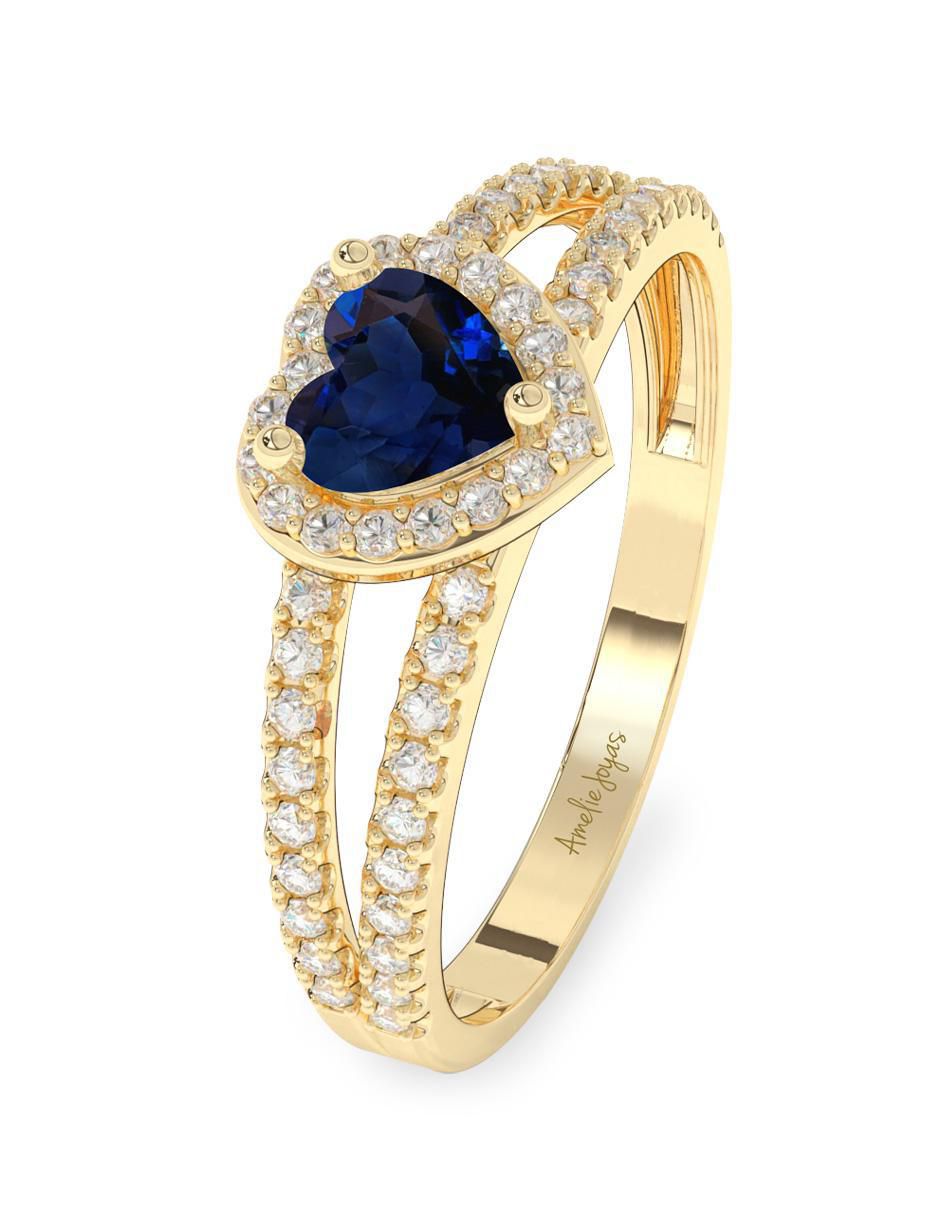 Anillo de compromiso "de" oro 10 k amelie joyas sin coleccion zafiro