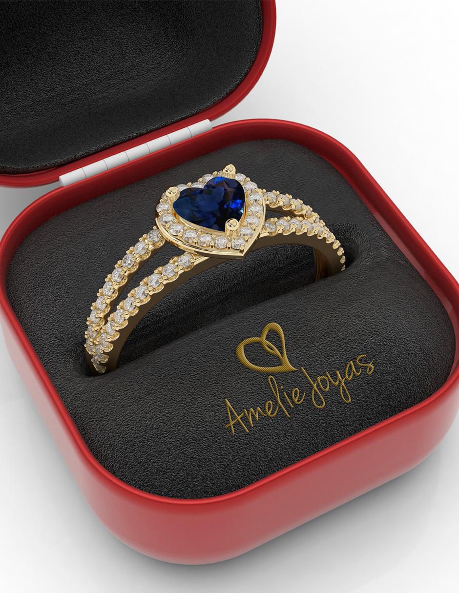 Anillo de compromiso "de" oro 10 k amelie joyas sin coleccion zafiro