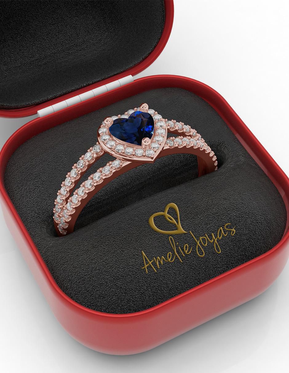 Anillo de compromiso 10 k zafiro 4