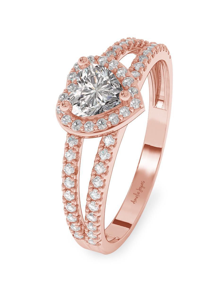 Anillo de compromiso de oro 10 k zirconia 2