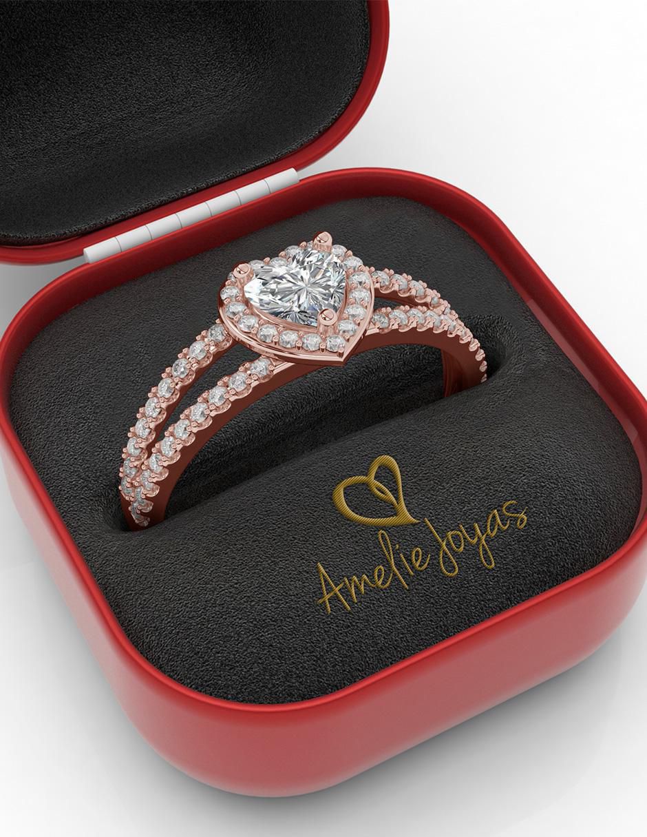 Anillo de compromiso de oro 10 k zirconia 4