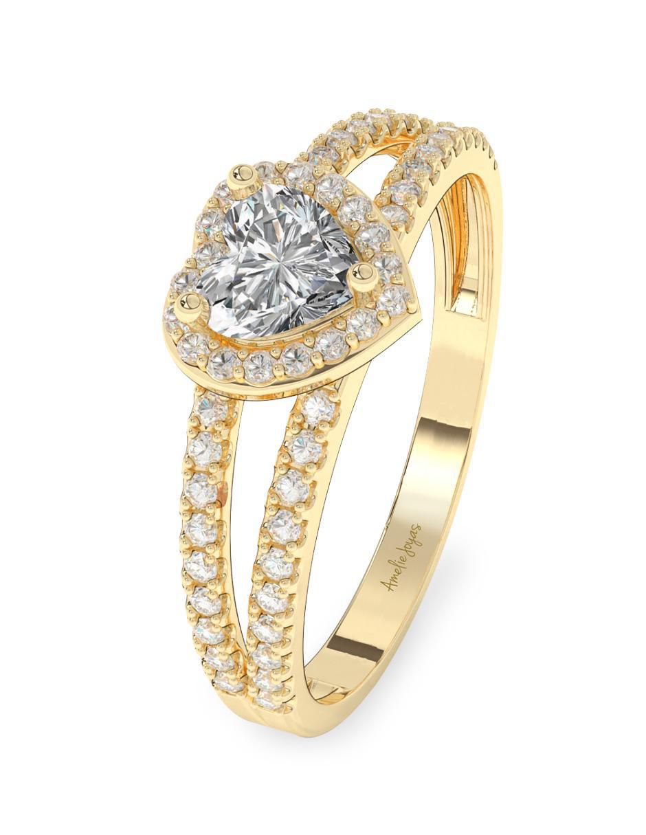 Anillo de compromiso "de" oro 10 k amelie joyas sin coleccion zirconia