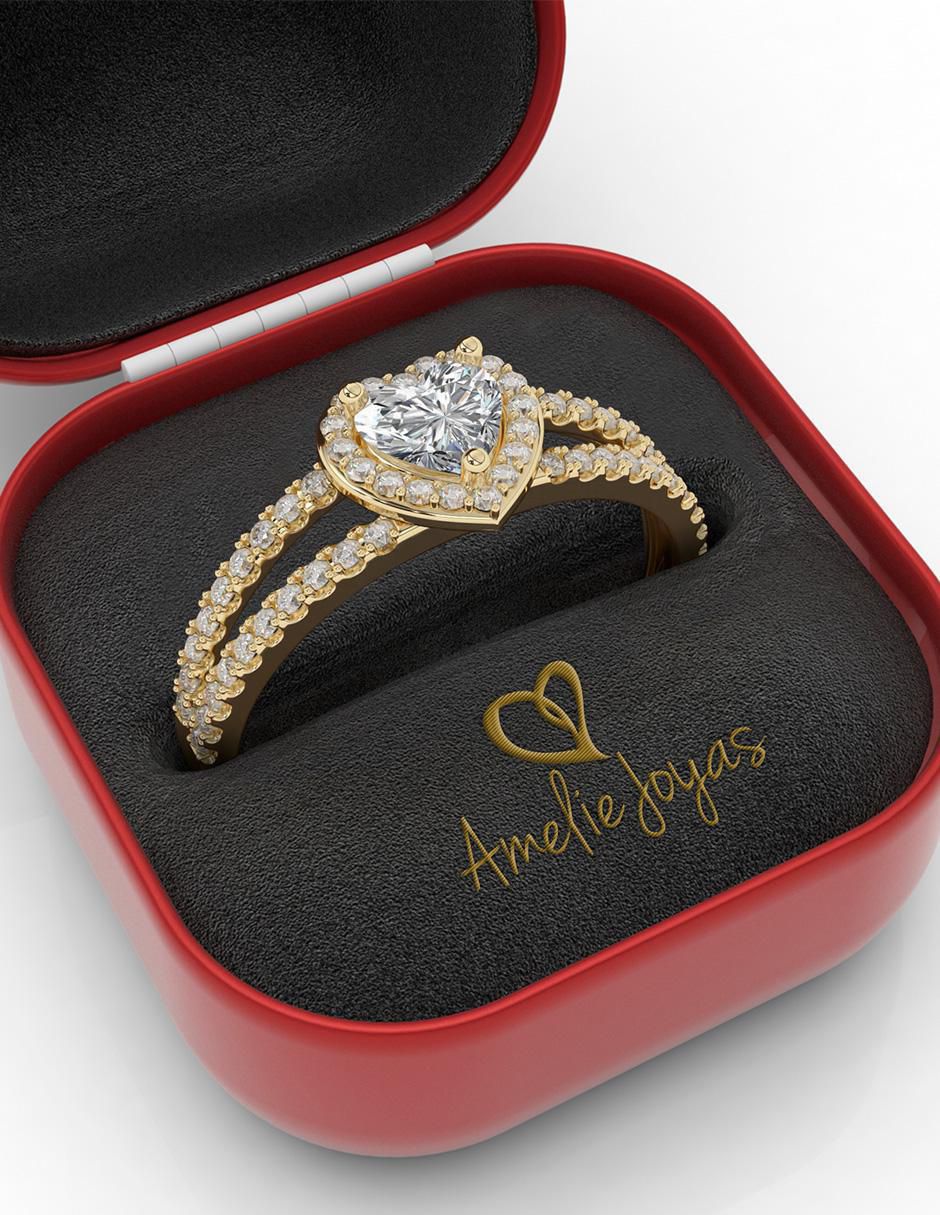 Anillo de compromiso "de" oro 10 k amelie joyas sin coleccion zirconia