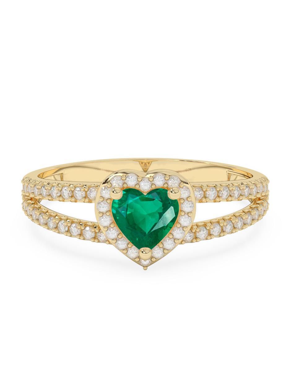 Anillo de compromiso de oro 10 k esmeralda