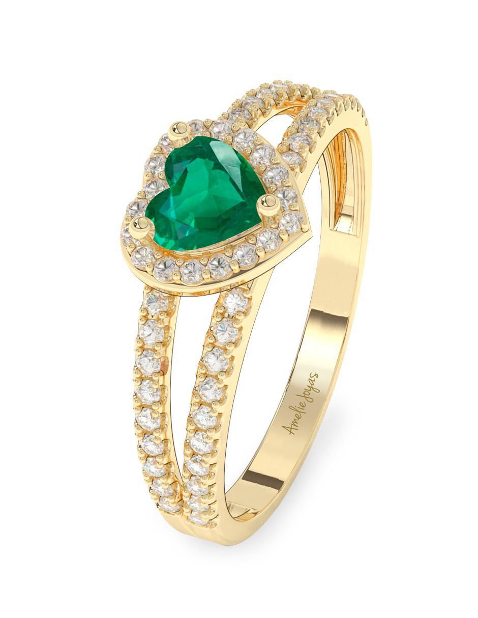 Anillo de compromiso "de" oro 10 k amelie joyas sin coleccion esmeralda