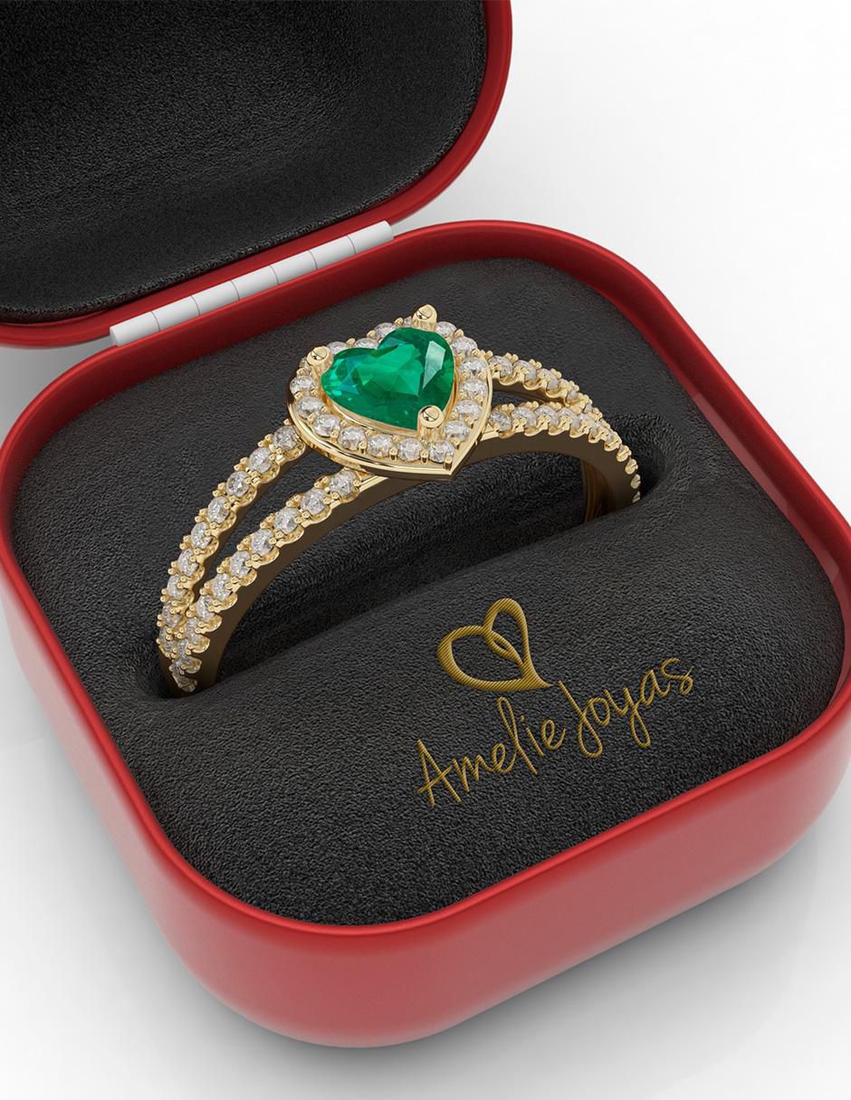 Anillo de compromiso "de" oro 10 k amelie joyas sin coleccion esmeralda