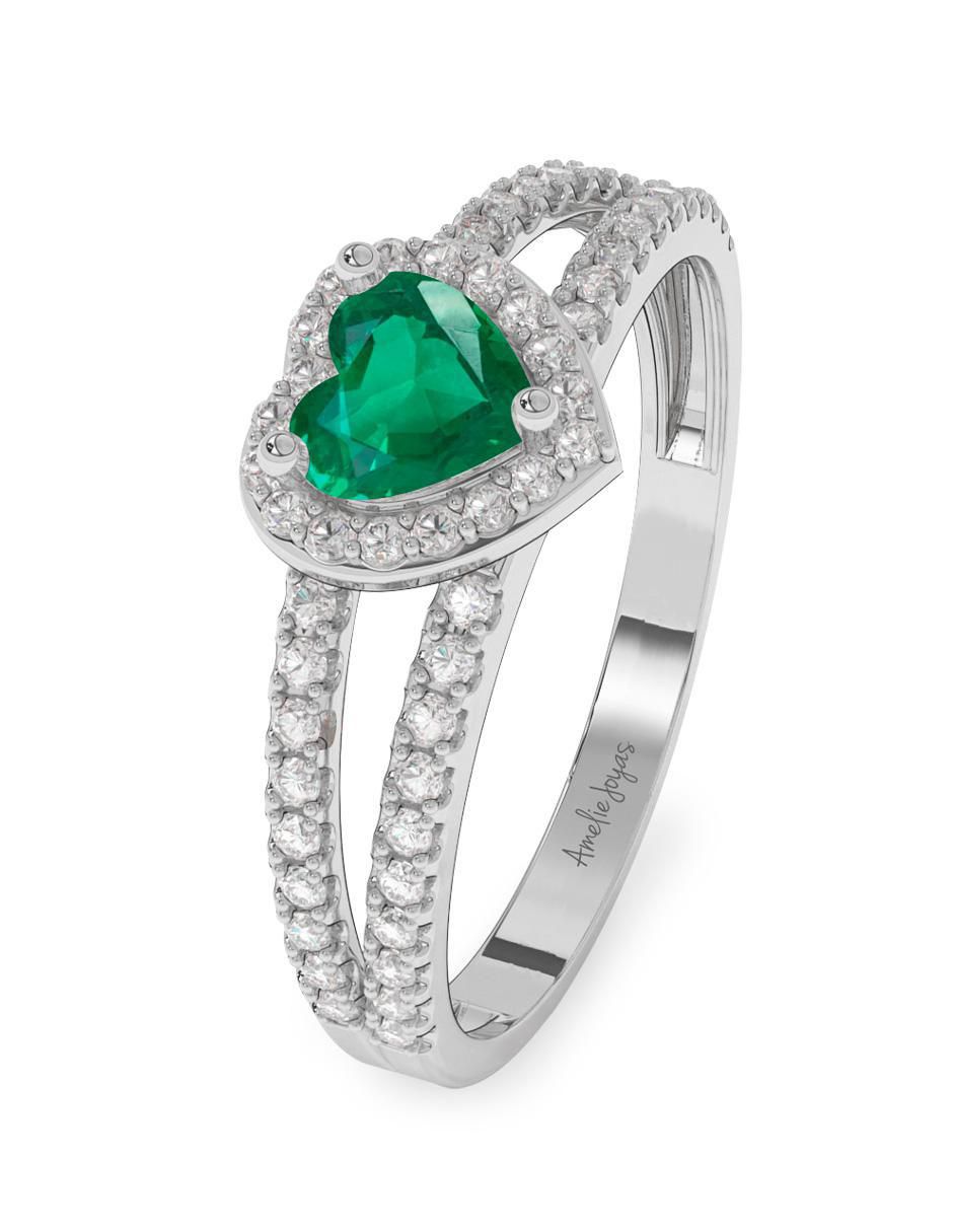 Anillo de compromiso de oro 10 k esmeralda 2