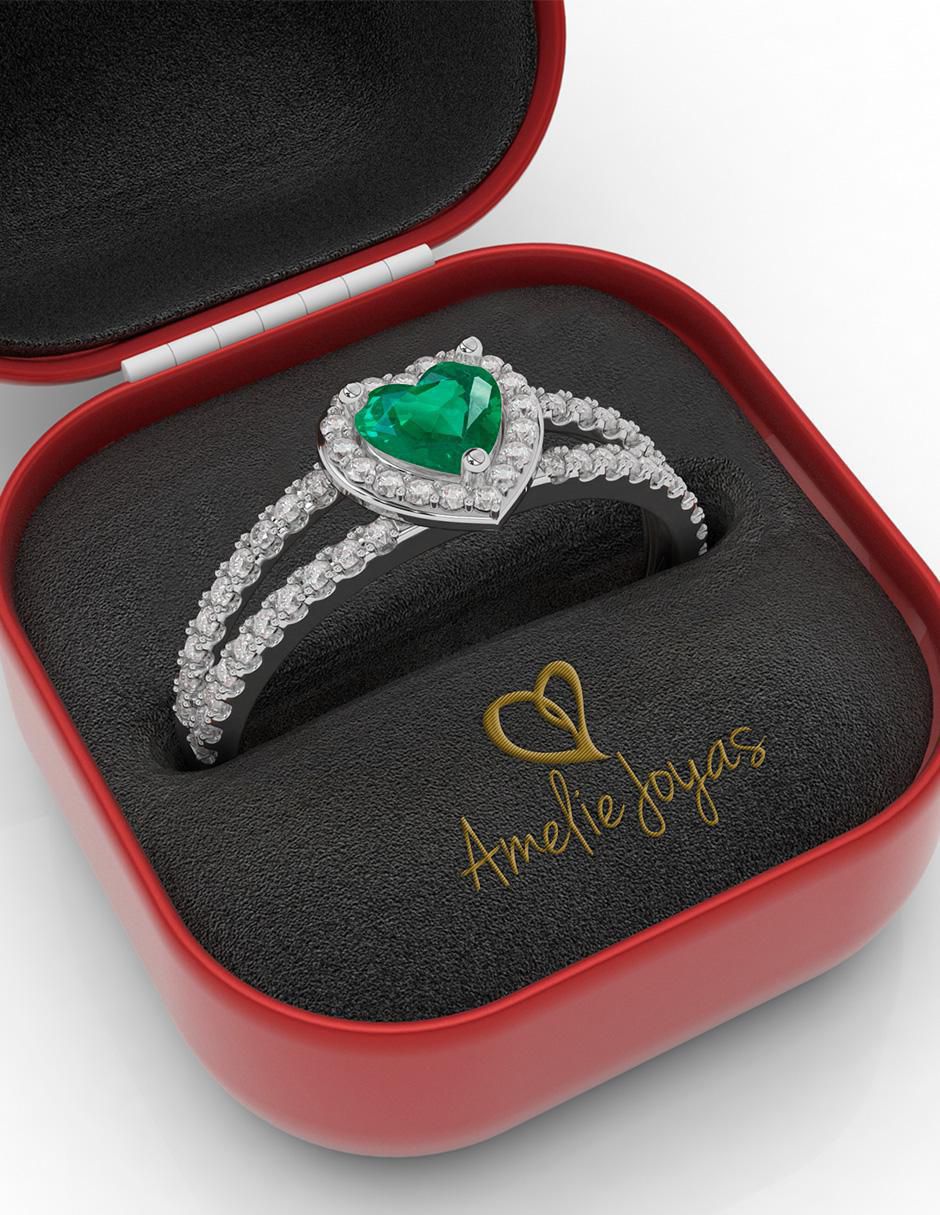 Anillo de compromiso de oro 10 k esmeralda 4