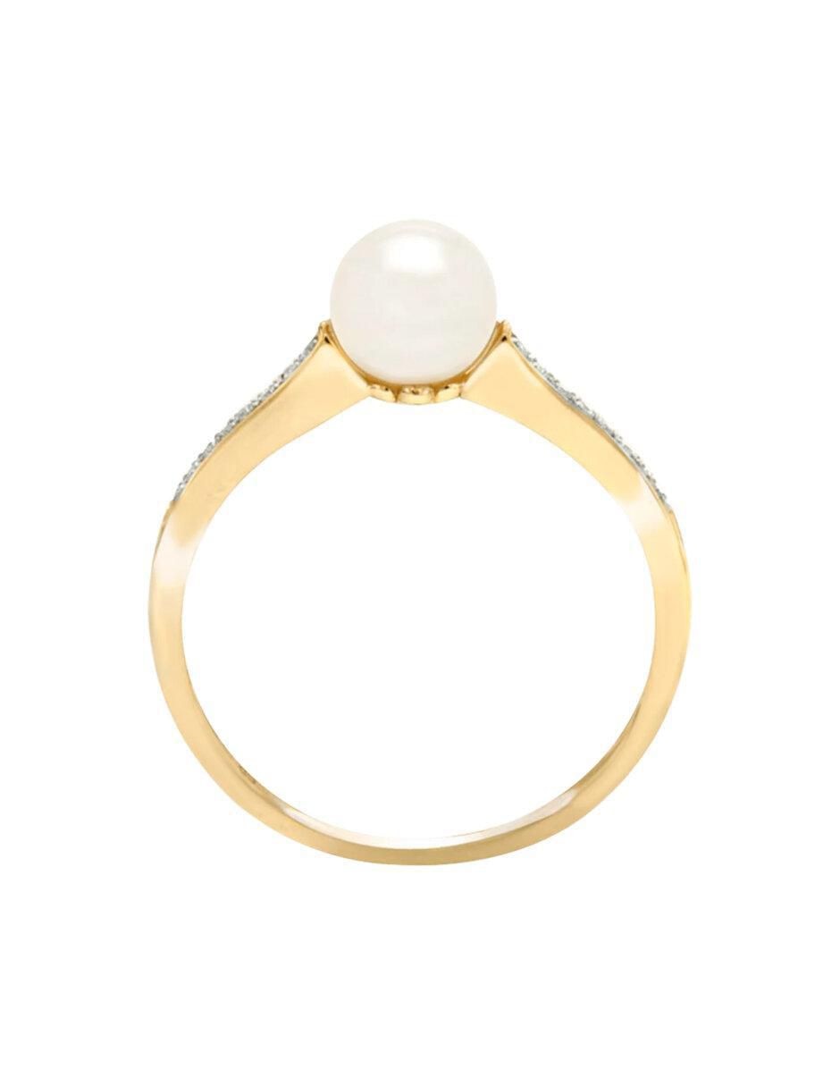 Anillo Diane 14 k de oro diamante y perla brillante 2