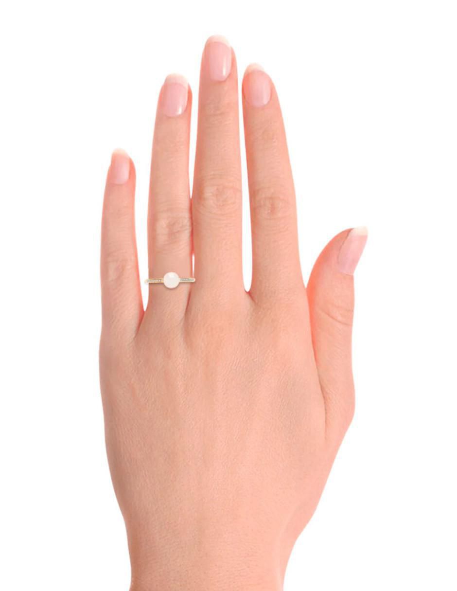 Anillo Diane 14 k de oro diamante y perla brillante 4