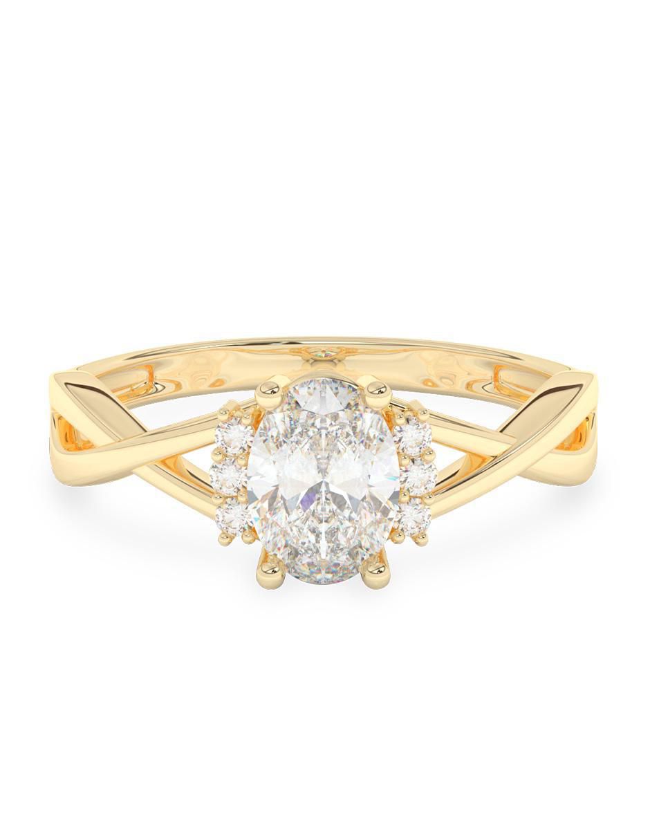 Anillo de compromiso de oro 10 k zirconia