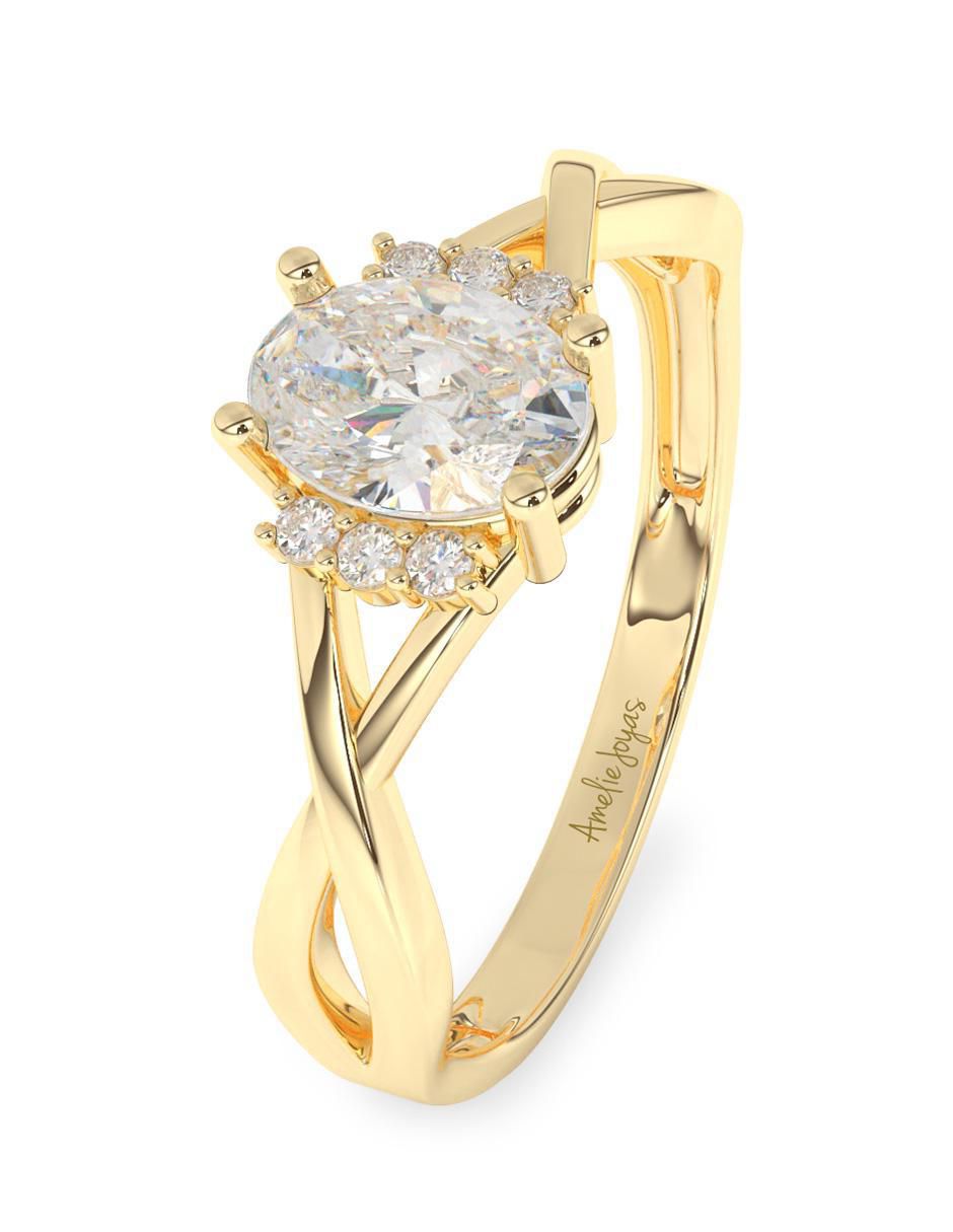 Anillo de compromiso "de" oro 10 k amelie joyas sin coleccion zirconia