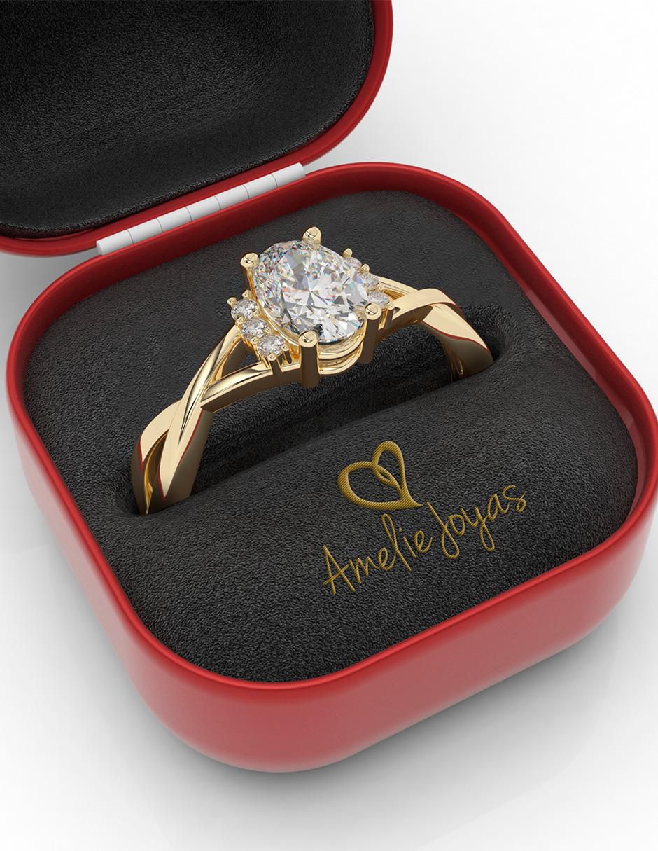 Anillo de compromiso "de" oro 10 k amelie joyas sin coleccion zirconia