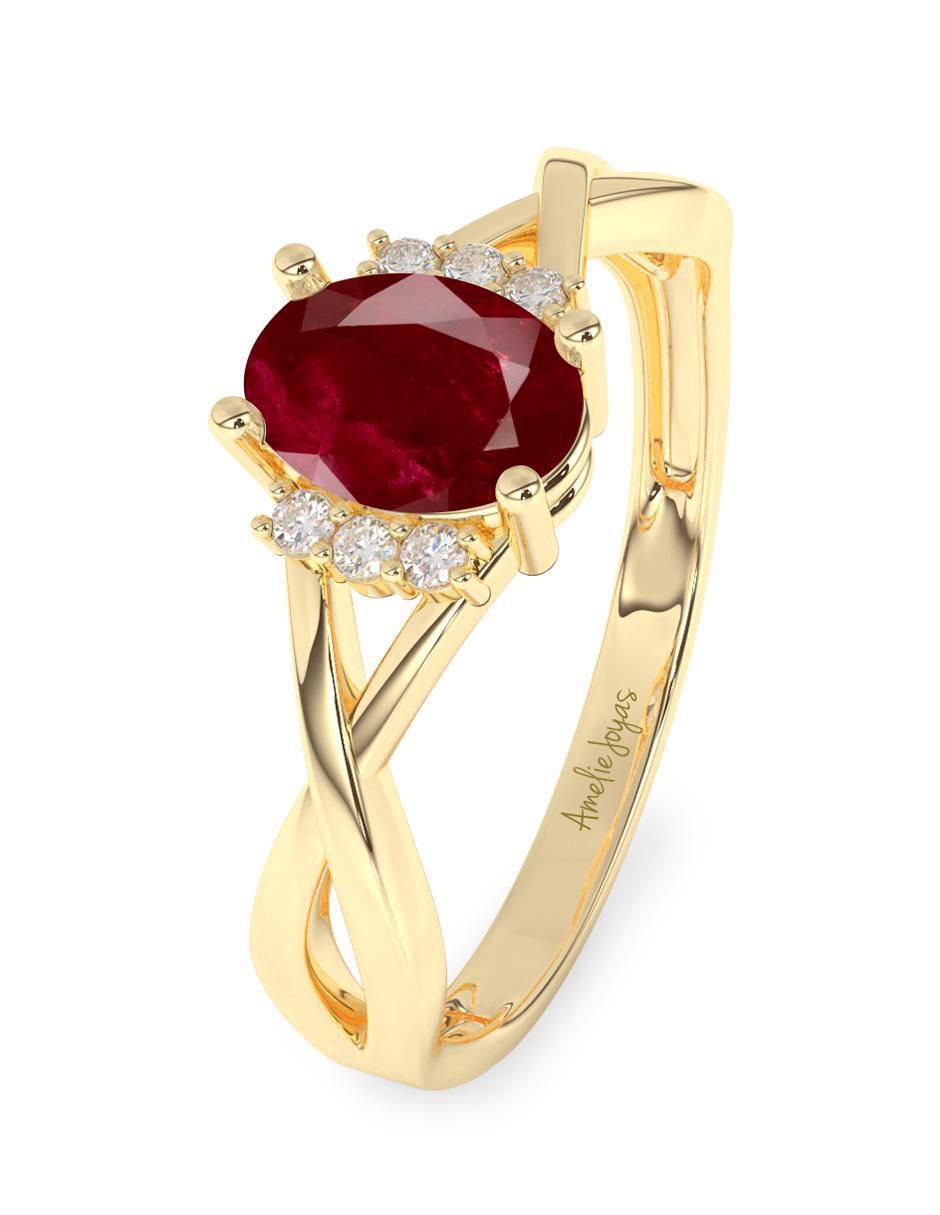 Anillo de compromiso "de" oro 10 k amelie joyas sin coleccion rubí
